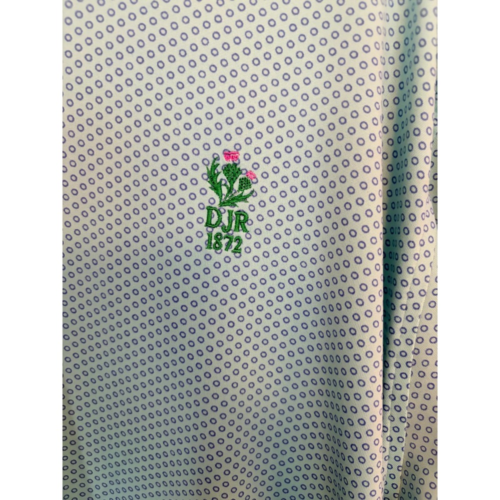 Donald Ross Golf Polo XL Blue Geo Print Performance Shirt DJR 1872 Logo Preppy - Picture 3 of 10